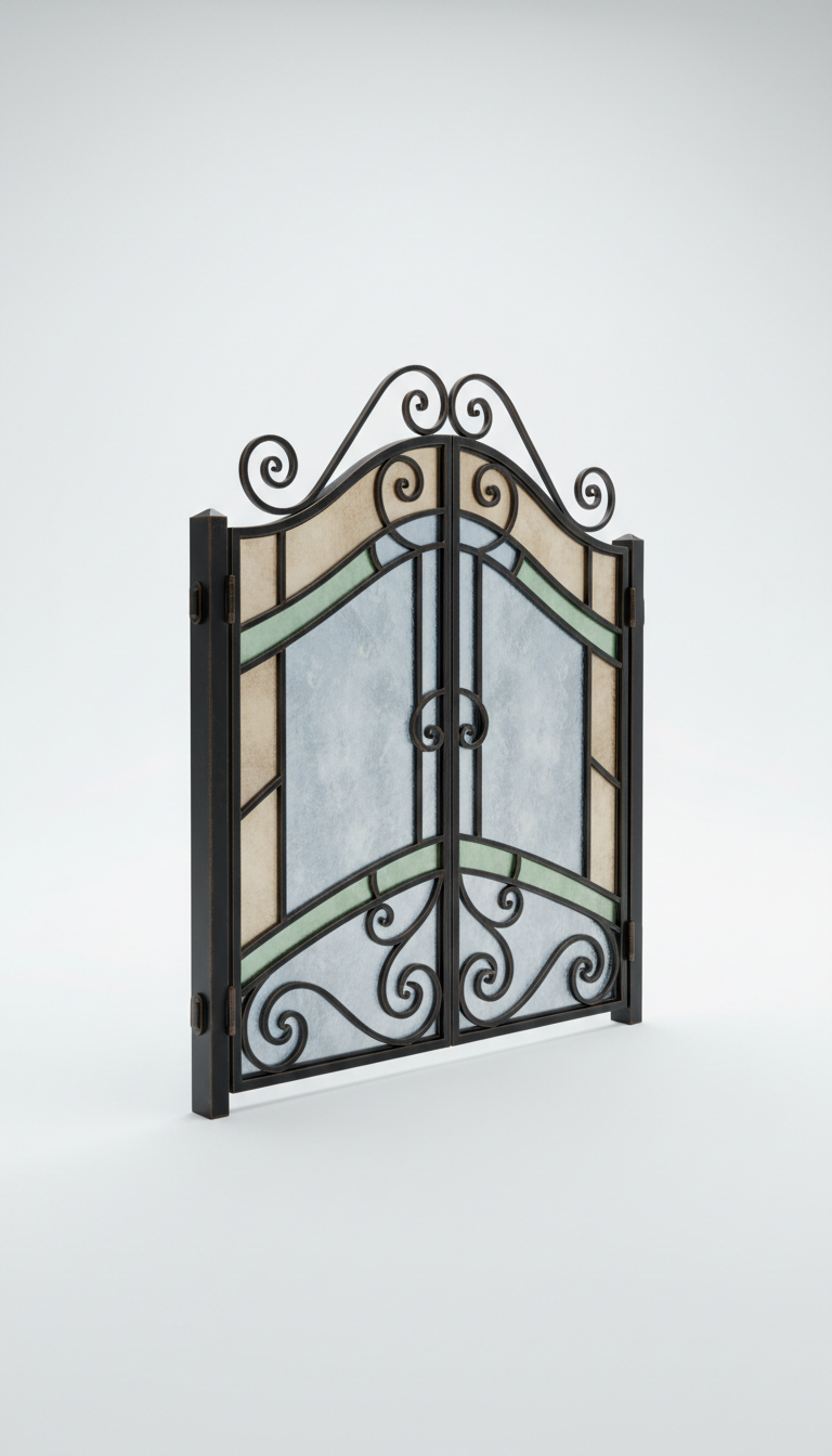 Iron and Glass Entry Gate
