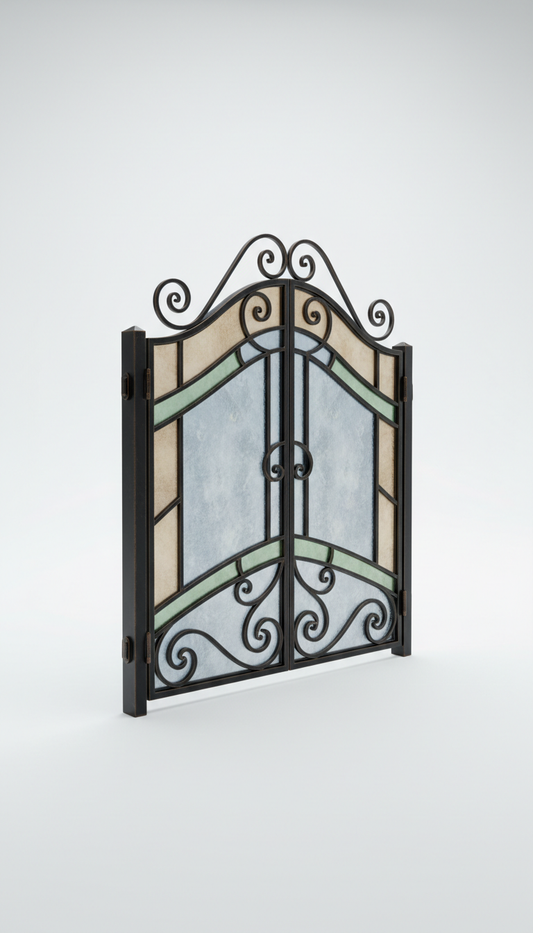 Iron and Glass Entry Gate